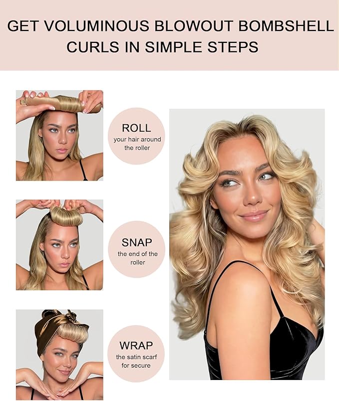 Classic Velvet Heatless Hair Curler Curling Rod Set - Soft Jumbo Large Flexi Rods Hair Rollers Curlers to Sleep in for Women, No Heat Heatless Curls Overnight Rods for Long Hair Volume Look Blonde