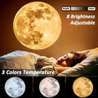 Upgraded Non-Fade Moon Projector Night Light, USB Powered Moon Lamp with 3 Lighting Colors, Brightness Adjustable Atmosphere Night Light Projector, Gift for Kids Couples Wall Ceiling Decor