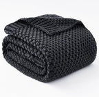 Topcee Knitted Weighted Blanket - 50"x60" 7lbs Cooling Chunky Knit Heavy Blanket for Adults Cable Yarn Knit Decorative No Beads Soft, Cozy and Cooling Weighted Throw Blankets Machine Washable