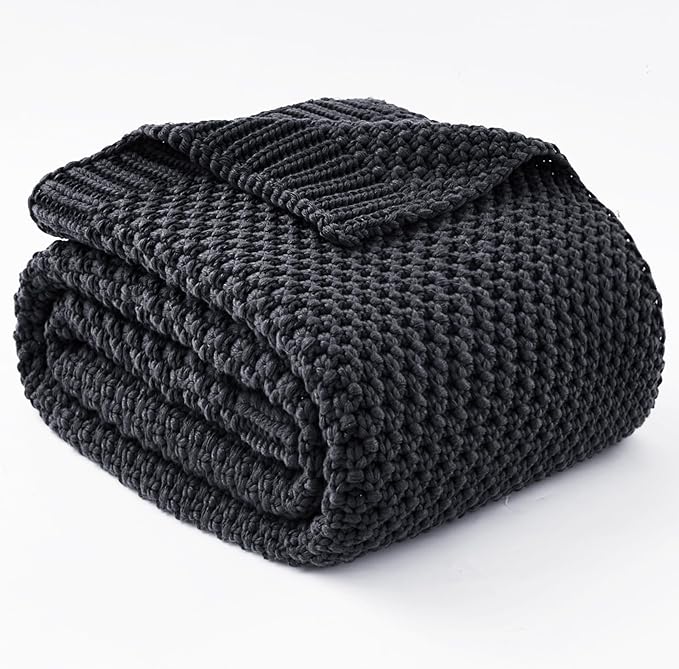 Topcee Knitted Weighted Blanket - 60"x80" 20lbs Queen Size Cooling Chunky Knit Heavy Blanket for Adults Cable Yarn Knit Decorative No Beads Soft Cozy and Cooling Weighted Throw Machine Washable