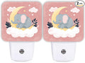 Elephant Night Lights Plug Into Wall, Cute Fanciful Moon Cloud None Peach Dusk to Dawn Led Plug in Night Lights for Entryway Garage Stairs Decor 2pcs