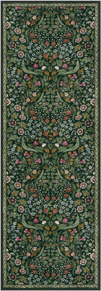 Lahome Claude Floral Hallway Runner, 2x6 Green Washable Runner Rug for Kitchen Non Slip, Soft Stain Resistant Long Carpet for Bathroom Entryway with Rubber Backing