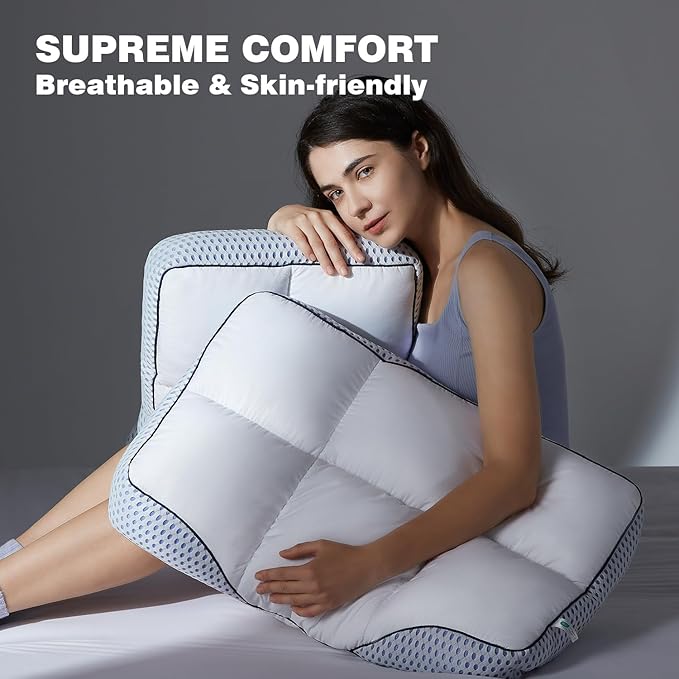 Glaciman Shredded Memory Foam Pillow for Side & Back Sleepers - Firm Ergonomic Pillow for Neck Pain Relief - Machine Washable, Breathable Cooling Mesh Gusset, King (15"x33"x4"), Pack of 1