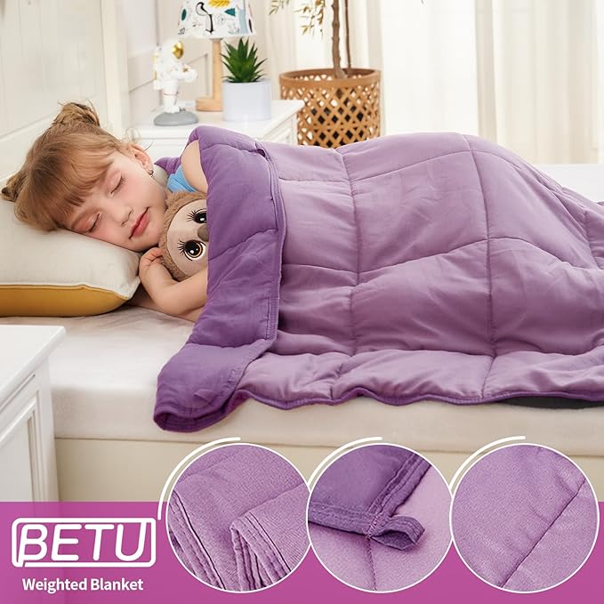 Purple Weighted Blanket Kids 3lbs, 36"x48", Cooling Heavy Throw Blanket for 20-40lbs, Microfiber Soft Thick Big Blankets Weighted Comforter Breathable Gift for Sleeping