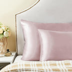 BEDELITE Satin Pillowcase for Hair and Skin, Super Soft and Cooling Similar to Silk Pillow Cases 2 Pack with Envelope Closure, Gift for Women Men(20"x40" King Size, Lotus Pink)