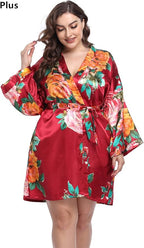 MissNina Women's Floral Satin Kimono Robes Short Silky Bridesmaid Robes Sleepwear