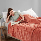 Nestl Blanket Twin Size for Bed - Cozy Warm Fuzzy Blankets for Women, Plush Small Fleece Throws for Girls - Misty Rose, 66 x 90 Inches