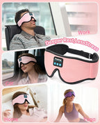 Sleep Mask with Bluetooth 5.4 Headphones, Wireless Music Sleep Eye Mask for Side Sleepers, 3D Contoured Comfort & Built-in HD Stereo Earphones, Blackout for Travel (Peach Pink)