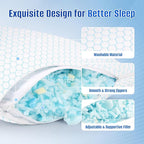 CushyOasis Shredded Memory Foam Pillow for Sleeping, Cooling Bed Pillows Set of 2, Adjustable Pillows for Side, Back, Stomach Sleepers with Washable Pillowcase (King Size, Blue)
