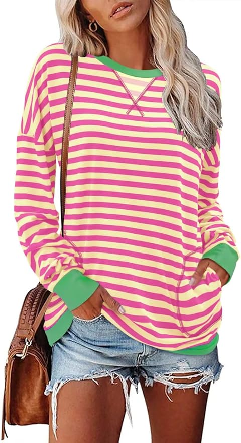 Magritta Women's Long Sleeve Leopard Color Block Tunic Comfy Crewneck T Shirt Tops Black XL