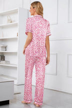 Umeyda Girls Womens Pajamas Set, Satin Silky Button Down Loungewear 2 Piece Short Sleeve Pants PJS Sets for Mommy Kids