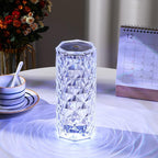 2 Pack Crystal Lamp - Touch Control Rose Crystal Lamp Light for Bedroom, 16 Color Dimmable LED Desk Lamp Light, Battery Operated Small Table Lamp for Bedroom with Remote Controller