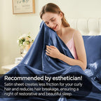 BEDELITE California King Sheets Set, Luxury Soft Navy Satin Sheets for Hair and Skin, Similar to Silk Bed Sheets Set 4 Pieces with 1 Deep Pocket Fitted Sheet, 1 Flat Sheet, and 2 Pillowcases