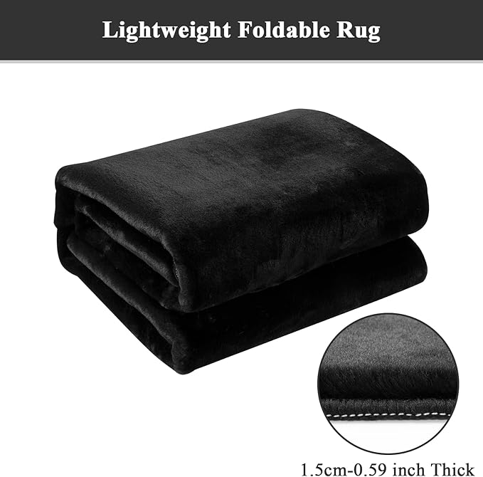 SHACOS Silky Soft Faux Rabbit Fur Area Rug 3'x5' Non Slip Washable Padded Medium Thick Rugs Fluffy Cozy Indoor Modern Carpet for Living Room Bedroom Dining Room Kids Room Dorm Home Decor, Black