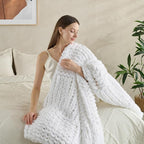 Soft Knitted Throw Blanket - 50x60 Inch Cozy & Lightweight All-Season Blanket, Wrinkle-Resistant Polyester for Couch, Bed, Sofa, Reading Nook (White)