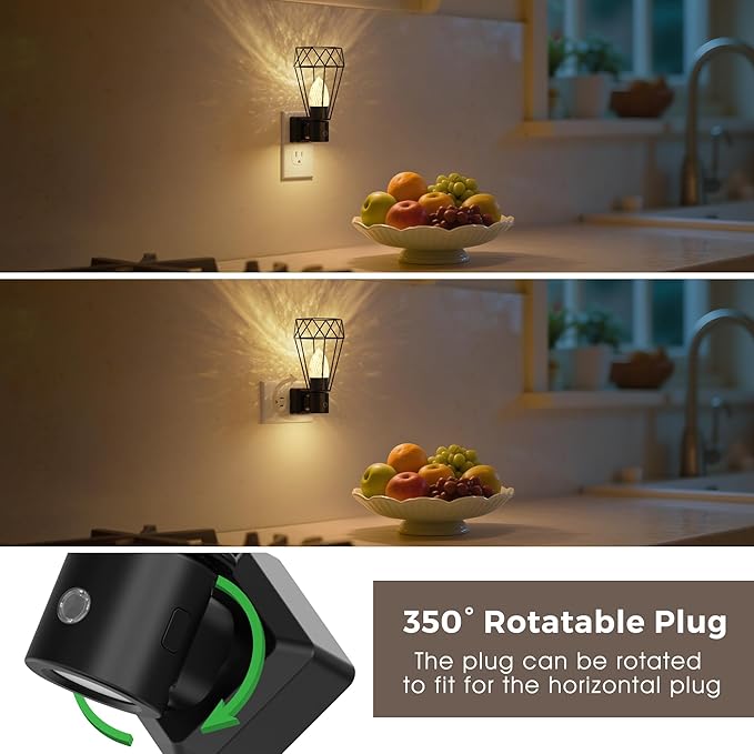 L LOHAS LED Night Light, Night Lights Plug into Wall, 3000K Warm White, Farmhouse Plug in Light with Dusk to Dawn Sensor, for Bedroom, Bathroom, Kitchen, Hallway
