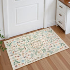 Lahome Chloe Insect Botanical Beige 2x3 Bathroom Rugs Non Slip Washable Door Mat Indoor Entrance,Boho Small Kitchen Rugs,Floral Soft Indoor Carpet Throw Mat for Entryway Laundry Bedroom(Beige,2x3)