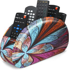 QIELIZI PU Leather Remote Caddy Desktop Organizer with 5 Spacious Compartments for TV Remotes/Media Controllers/Office Supplies (Fractal Flower)