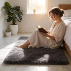 Shag Grey Rug 4x6 Area Rugs for Bedroom Dorm Living Room, Non-Slip Ultra Soft Fluffy Area Rugs for Kids Room, Girls Room, Study, Office, Playroom, Easy to Clean, Modern Carpet Décor