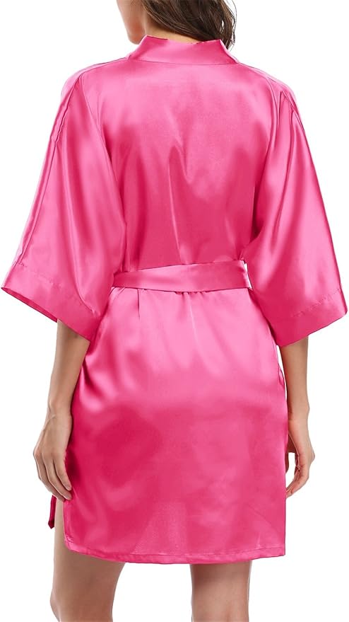 Giova Women's Satin Robe Bride & Bridesmaid Wedding Party Bathrobe Short Kimono Gown