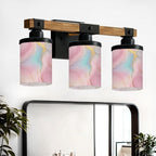 Vanity Lights for Bathroom Wall Lights for Bedroom Living Room Abstract Pink Blue Fluid Art Gold Accents Modern Bathroom Light Fixtures Wall Sconces 3 Light Home Decor