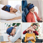 LC-dolida White Noise Sleep Mask, 3D Sleep Headphones with 16 Soothing Sounds, Bluetooth 5.4 Sleep Eye Mask with Timer, Total Blackout Sleeping Headphones for Side Sleeper (Black) (Blue)