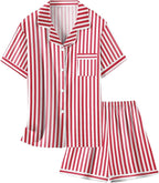 Girls & Womens Satin Pajamas Set, Silk Button-Down Sleepwear 2 Piece Nightwear, 3 Years - Women XXL