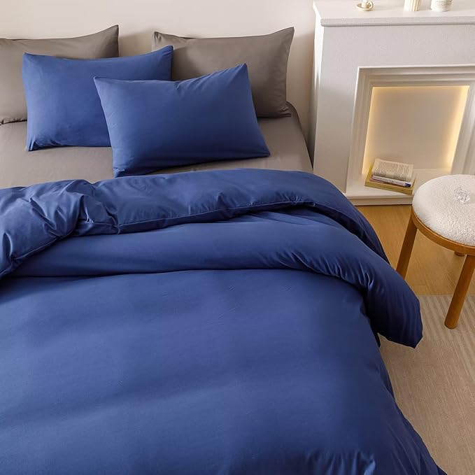 Cottonight Royal Blue Comforter Sets Cal King Dark Blue Bedding Comforter California King Size Quilts Blanket Soft Breathabe Solid Bedding Set for Women Men
