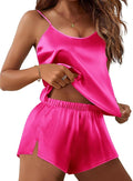 Ekouaer Silk Pajamas Set for Women Satin Lingerie Pjs Cami Top and Shorts Soft 2 Piece Nightwear