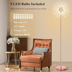 BesLowe 69'' Crystal Floor Lamp for Living Room, Modern Standing Lamp with 738PCS K9 Crystals, Tall Lamp Pole Light for Bedroom Office, Mid Century Floor Lighting with 9 LED Bulbs, Rose Gold