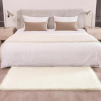 Shag Cream Rug Small 3x5 Area Rugs for Bedroom Bedside Dorm Living Room, Non-Slip Ultra Soft Fluffy Rugs for Kids Room, Girls Room, Study, Office, Playroom, Easy to Clean, Small Carpet Décor