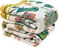Boho Throw Blanket for Bed - 100% Cotton Ultra Soft Luxury Throw Rustic Fall Quilt,Bird Printed Farmhouse Decor Bed Blankets,Throw for Living Room Sofa Couch Chair(Flower-Bird, 60" x 75")