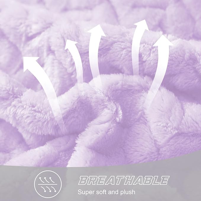Exclusivo Mezcla Fleece Twin Size Blanket for Bed, 90x66 Inches Soft Cozy Jacquard Flannel Blankets, Lightweight Fuzzy Plush Warm for Women, Lilac Purple