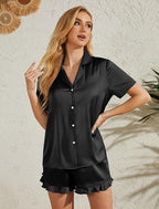 Silk Pajamas for Women Satin Womens Pajama Sets Short Sleeve Set 2-Piece Sleepwear