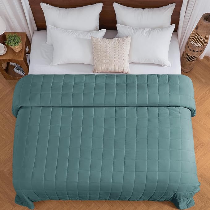 yescool Weighted Blanket for Adults (20 lbs, 88” x 104”, Teal) Cooling Heavy Blanket for Sleeping Perfect for 190-210 lbs, Queen Size Breathable Blanket with Premium Glass Bead, Machine Washable