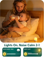 Babelio Pocket Glow White Noise Sound Machine - Upgraded 9 Color Night Lights, 20 Non-Looping Sounds, Timer & Memory Function, Portable for Adults & Babies, White