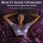SLEEP SANCTUARY Satin Sheets King Size – 4 Piece Luxury Silky Bed Set, Softer Than Silk, 15" Deep Pocket, Cooling & Wrinkle-Free, Moisture-Wicking & Breathable for Hair & Skin (Rosewood)