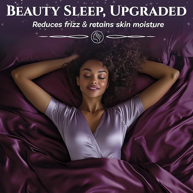 SLEEP SANCTUARY Satin Sheets Queen Size – 4 Piece Luxury Silky Bed Set, Softer Than Silk, 15" Deep Pocket, Cooling & Wrinkle-Free, Moisture-Wicking & Breathable for Hair & Skin (Rosewood)