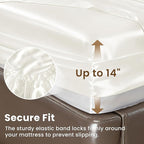 Love's cabin Satin King Sheet Sets - 4 Piece Ivory Silky Sheets King Size Bed Set with Deep Pocket, Luxury Silk Feel King Size Satin Sheet Set (1 Flat Sheet,1 Fitted Sheet,2 Pillow Cases)