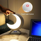 Moon Table Lamp with Time Alarm Clock, RGB Adjustable Light with Bluetooth, with Scene Mode and Music Mode, Warm White LED Moon Light, Suitable for Home Decoration, Bedroom Living Room Desk.