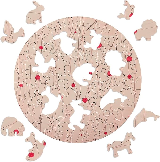 68 PCS Jigsaw Puzzle for Adults Personalized Picture Puzzle Light Peach Pattern Customized Wooden Puzzle for Family, Birthday, Wedding, Game Nights Gifts Animal Alien Shape Puzzle