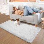 YJ.GWL Soft Runner Rug for Bedroom Living Room Plush Fluffy Rugs 2x6 Feet, White Shag Rug Carpet Non Shedding for Nursery Dorm, Fuzzy Bedside Runner Rug for Kids Girls Room Home Decor