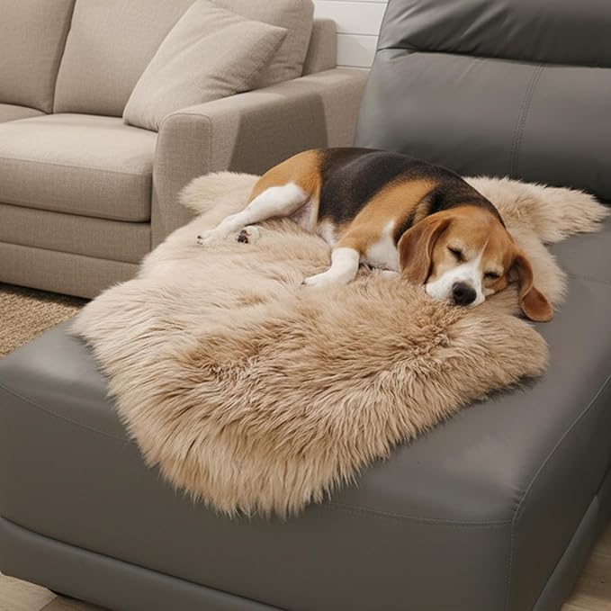 OGLAND Genuine Fluffy Sheepskin Rug, Shaggy Wool Fur Lambskin Throw Pad for Bedroom Living Room Carpet Sofa Cover Chair Side of The Bed Couch Bench Dog Pray Cushion Mat