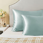 BEDELITE Satin Pillowcase for Hair and Skin, Super Soft and Cooling Similar to Silk Pillow Cases 2 Pack with Envelope Closure, Gift for Women Men(20"x40" King Size, Haze Blue)