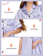 EPLAZA Kids Satin Pajamas Sets Girls Boys Button-Down Silky Pajamas Sleepwear with Hairband Eye Mask Hair Tie