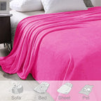 Exclusivo Mezcla Fleece Blankets Queen Size for Bed, Super Soft and Warm, All Season, Cozy, Plush, Lightweight, 90x90 Inches, Hot Pink
