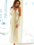 Julianna Rae Women's 100% Silk Robe, Lace Trim, Indulgence Collection, Lingerie, Beautiful Gift Packaging