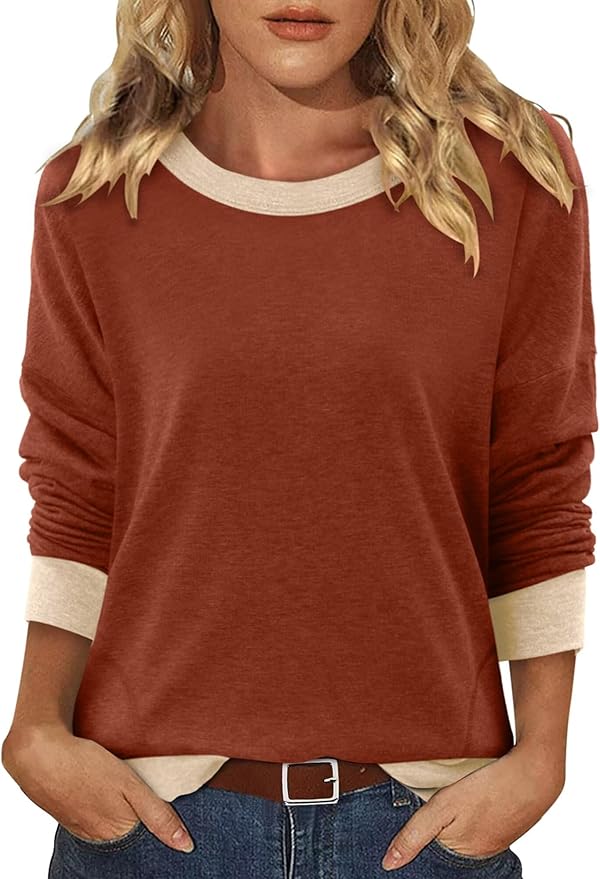 Magritta Women's Long Sleeve Leopard Color Block Tunic Comfy Crewneck T Shirt Tops Black XL