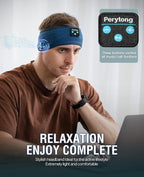 Perytong Sleep Bluetooth Headphones Headband, Sleep Headphones for Side Sleepers, Comfortable Sleeping Headband with Thin Wireless Earphones Microphone Handsfree Ideas for Women Men, PES01