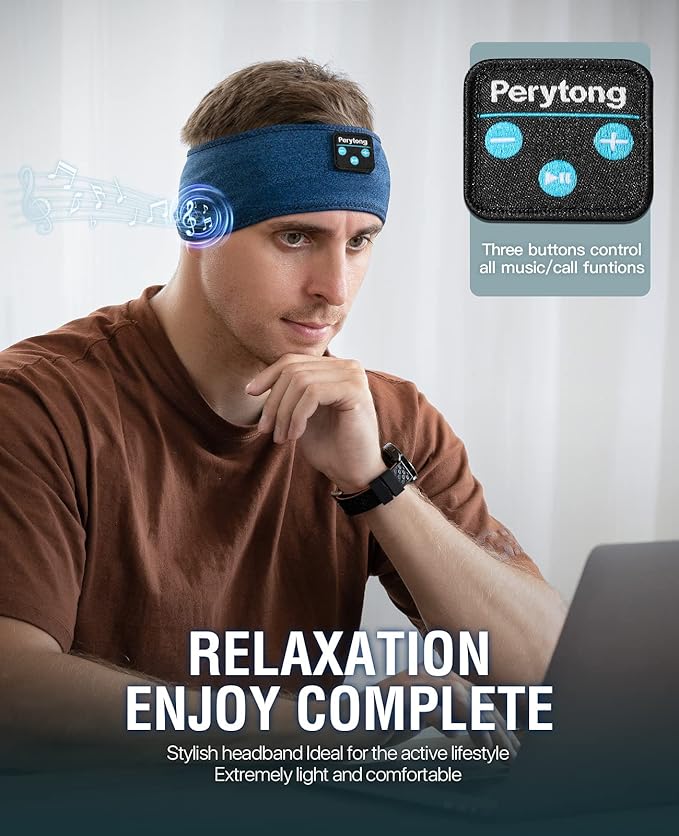 2 Pack Sleep Headphones Bluetooth 5.4 Headband, Wireless Sleeping Headband Headphones with Ultra-Thin Stereo Speaker for Side Sleepers, Sweat Resistant Sport Headband for Workout Yoga Running